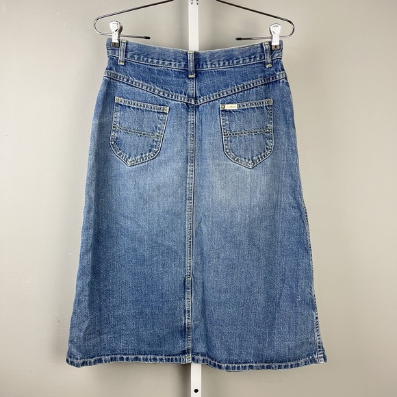 Vintage L.L. Bean Denim Jean Midi Skirt Womens 12 A-Line Blue 28 Waist Boho - Picture 5 of 9